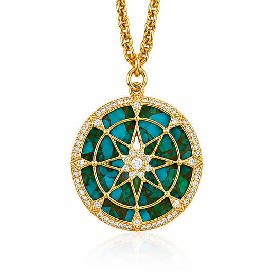 Turquoise Celestial Compass Necklace