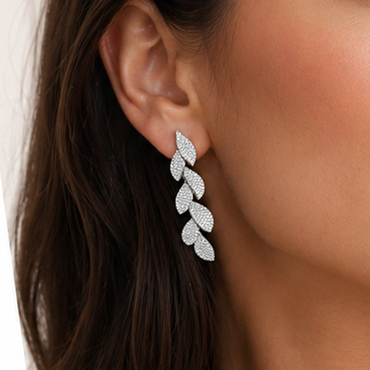 Lumina Leaf Diamond Drop Earrings